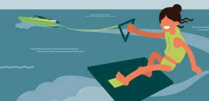 woman wakeboarding on a credit card