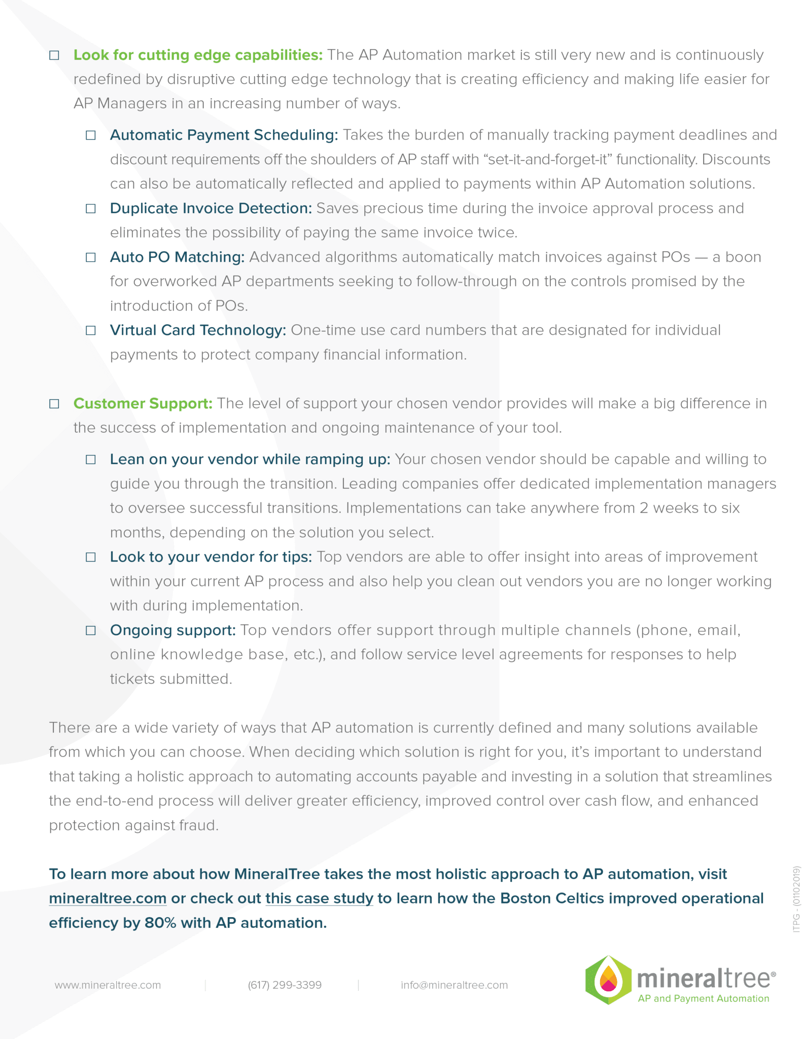 AP Automation Transition Checklist MineralTree