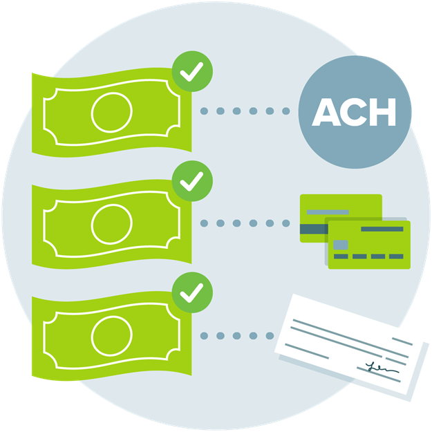 Direct Debit funding, ACH Debit, virtual card, and check