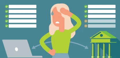 Cartoon of Woman Stressed Working at Computer
